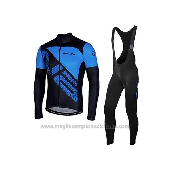 2020 Abbigliamento Ciclismo Nalini Nero Blu Manica Lunga e Salopette