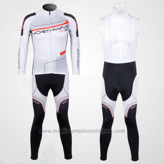 2012 Abbigliamento Ciclismo Northwave Nero e Bianco Manica Lunga e Salopette