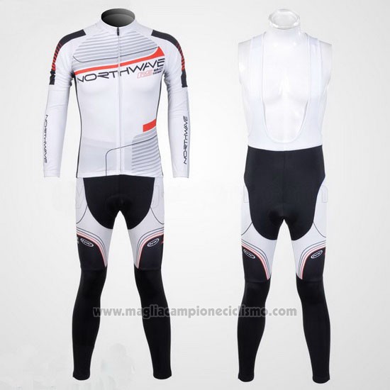 2012 Abbigliamento Ciclismo Northwave Nero e Bianco Manica Lunga e Salopette