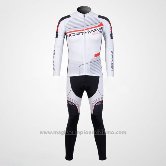 2012 Abbigliamento Ciclismo Northwave Nero e Bianco Manica Lunga e Salopette