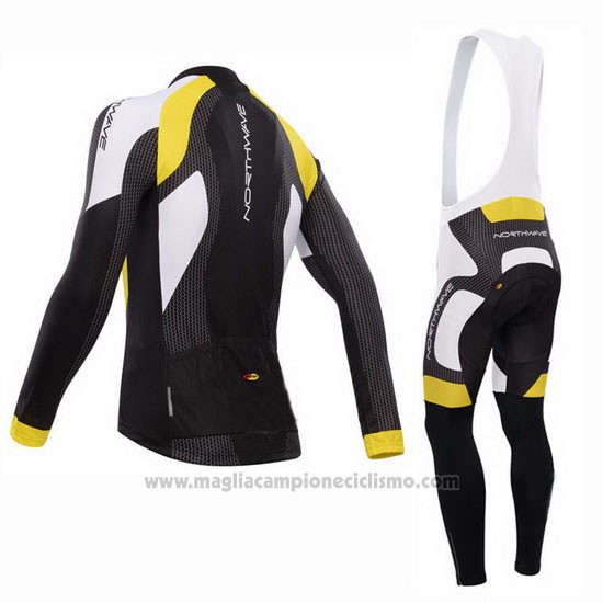 2015 Abbigliamento Ciclismo Northwave Nero e Giallo Manica Lunga e Salopette