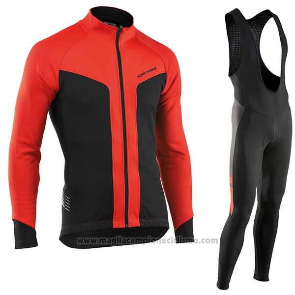 2017 Abbigliamento Ciclismo Nalini Northwave Ml Rosso e Nero Manica Lunga e Salopette