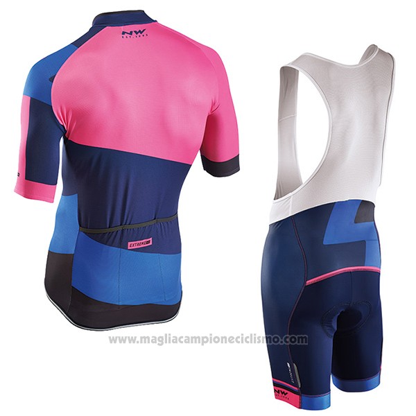 2017 Abbigliamento Ciclismo Northwave Extreme Rosso e Blu Manica Corta e Salopette