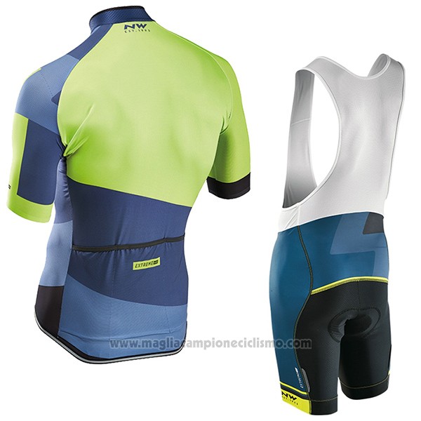 2017 Abbigliamento Ciclismo Northwave Extreme Verde e Blu Manica Corta e Salopette