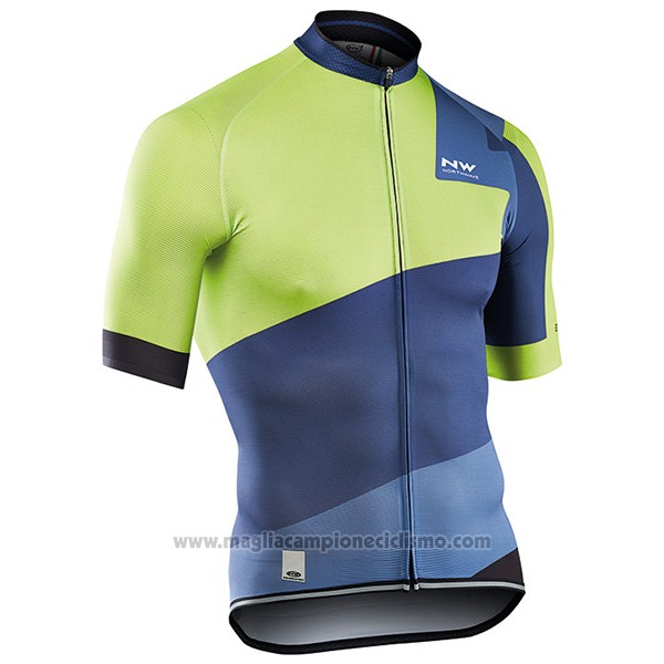 2017 Abbigliamento Ciclismo Northwave Extreme Verde e Blu Manica Corta e Salopette
