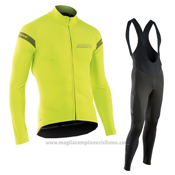 2017 Abbigliamento Ciclismo Northwave Ml Giallo Manica Lunga e Salopette