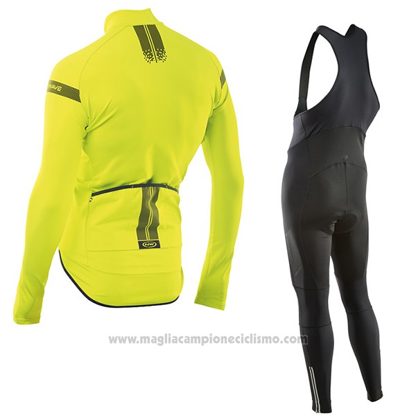 2017 Abbigliamento Ciclismo Northwave Ml Giallo Manica Lunga e Salopette