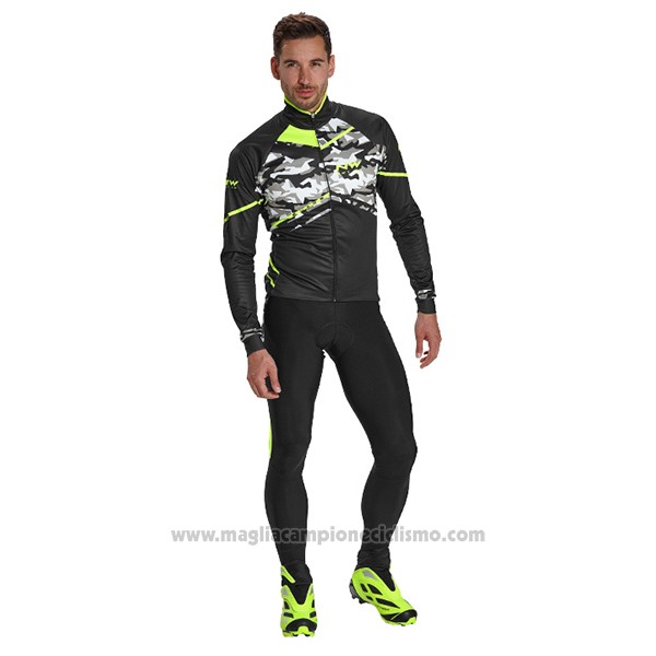 2017 Abbigliamento Ciclismo Northwave Ml Nero e Camuffamento Manica Lunga e Salopette