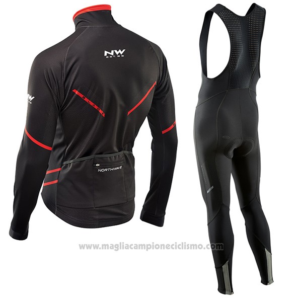 2017 Abbigliamento Ciclismo Northwave Ml Nero e Rosso Manica Lunga e Salopette