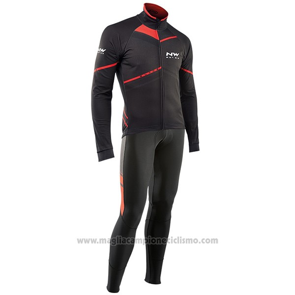 2017 Abbigliamento Ciclismo Northwave Ml Nero e Rosso Manica Lunga e Salopette