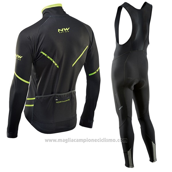 2017 Abbigliamento Ciclismo Northwave Ml Nero e Verde Manica Lunga e Salopette