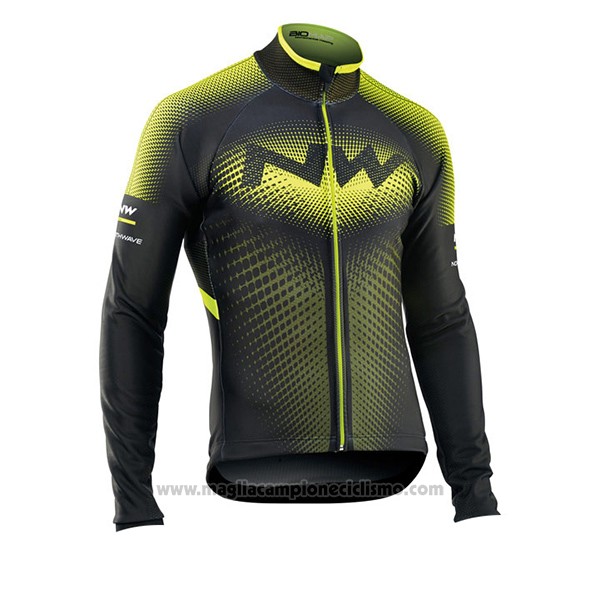 2017 Abbigliamento Ciclismo Northwave Ml Verde e Nero Manica Lunga e Salopette