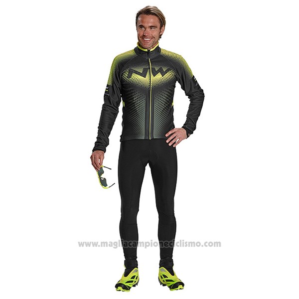 2017 Abbigliamento Ciclismo Northwave Ml Verde e Nero Manica Lunga e Salopette