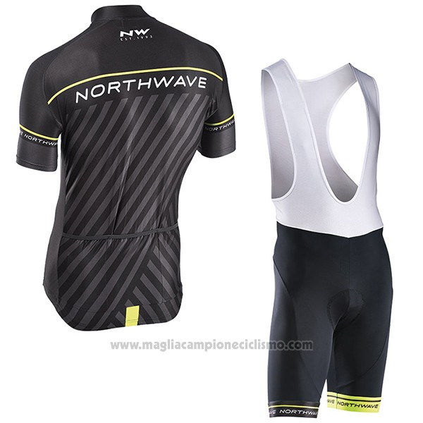 2017 Abbigliamento Ciclismo Northwave Nero e Verde Manica Corta e Salopette