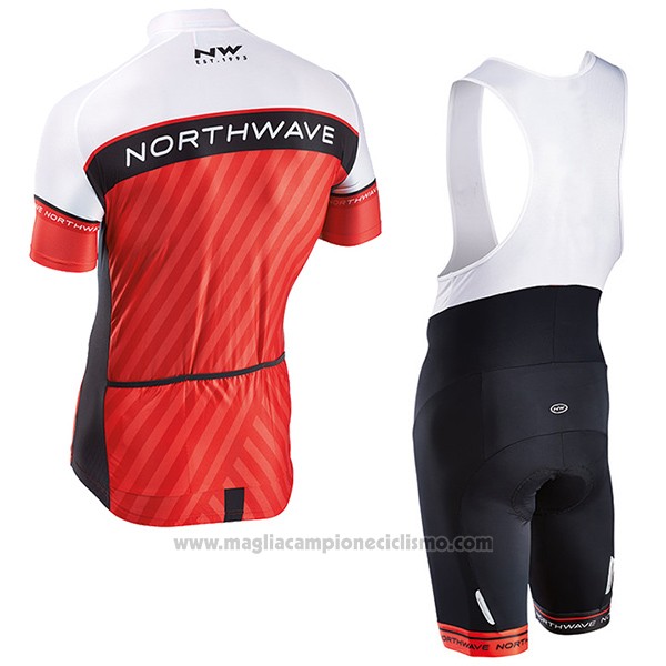 2017 Abbigliamento Ciclismo Northwave Rosso e Bianco Manica Corta e Salopette