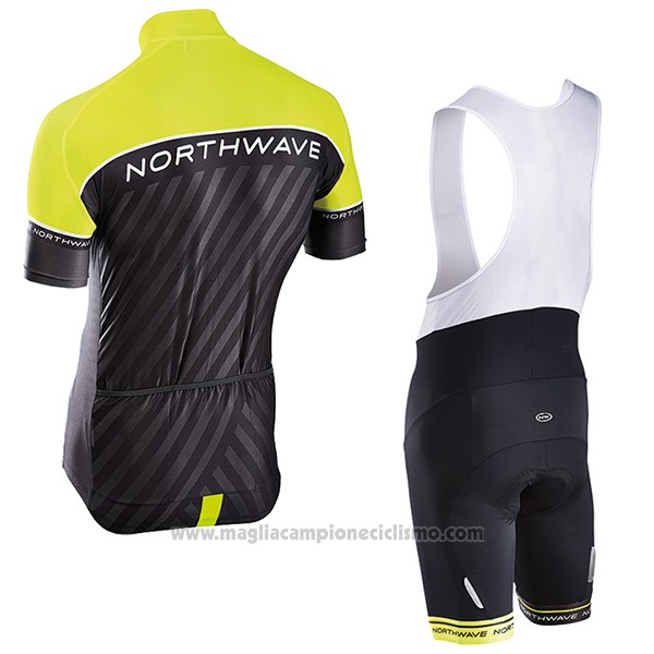 2017 Abbigliamento Ciclismo Northwave Verde e Nero Manica Corta e Salopette