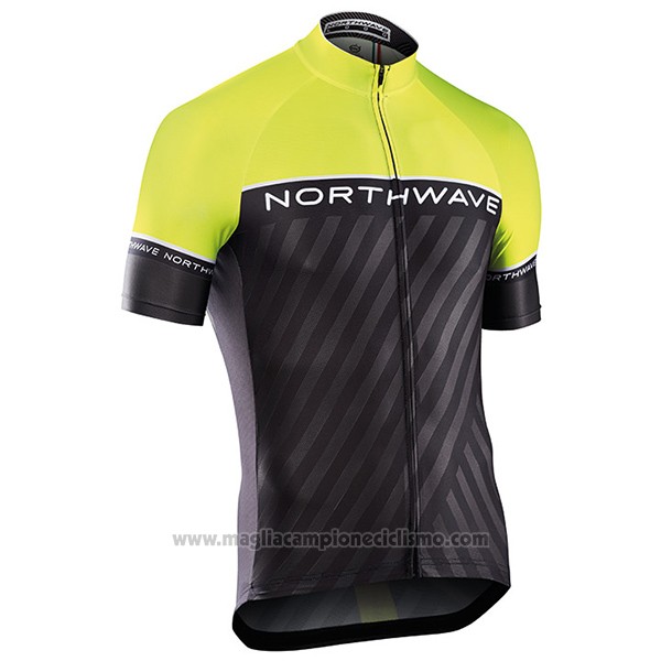 2017 Abbigliamento Ciclismo Northwave Verde e Nero Manica Corta e Salopette