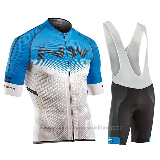 2018 Abbigliamento Ciclismo Northwave Blu e Bianco Manica Corta e Salopette