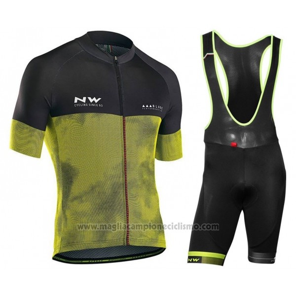 2018 Abbigliamento Ciclismo Northwave Nero Giallo Manica Corta e Salopette