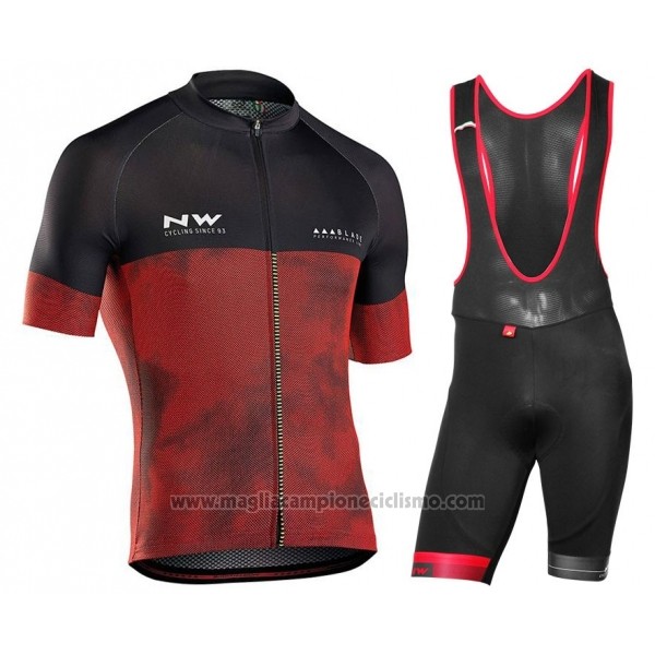 2018 Abbigliamento Ciclismo Northwave Nero Rosso Manica Corta e Salopette