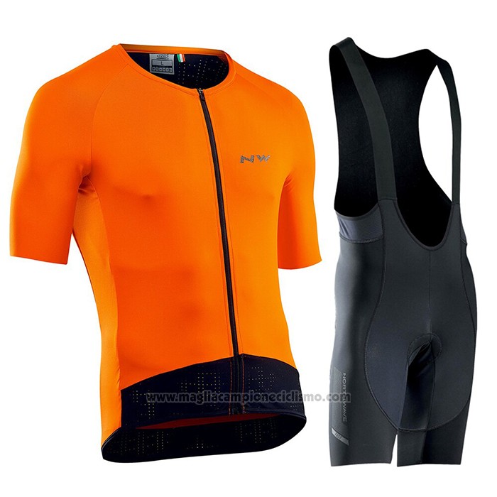 2021 Abbigliamento Ciclismo NorthWave Arancione Manica Corta e Salopette