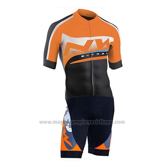 2019 Abbigliamento Ciclismo Northwave Arancione Argentato Nero Manica Corta e Salopette