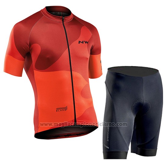 2019 Abbigliamento Ciclismo Northwave Arancione Manica Corta e Salopette