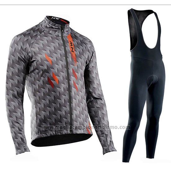 2019 Abbigliamento Ciclismo Northwave Grigio Manica Lunga e Salopette