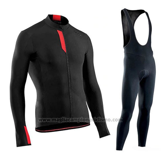 2019 Abbigliamento Ciclismo Northwave Negro Rosso Manica Lunga e Salopette