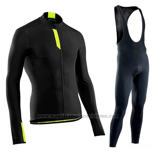 2019 Abbigliamento Ciclismo Northwave Negro Verde Manica Lunga e Salopette