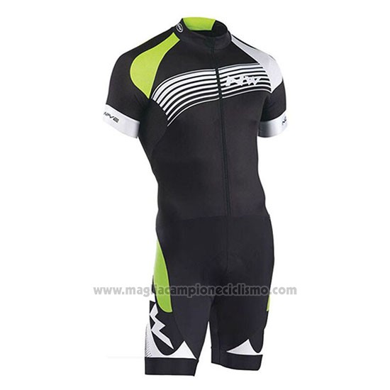 2019 Abbigliamento Ciclismo Northwave Nero Verde Argentato Manica Corta e Salopette