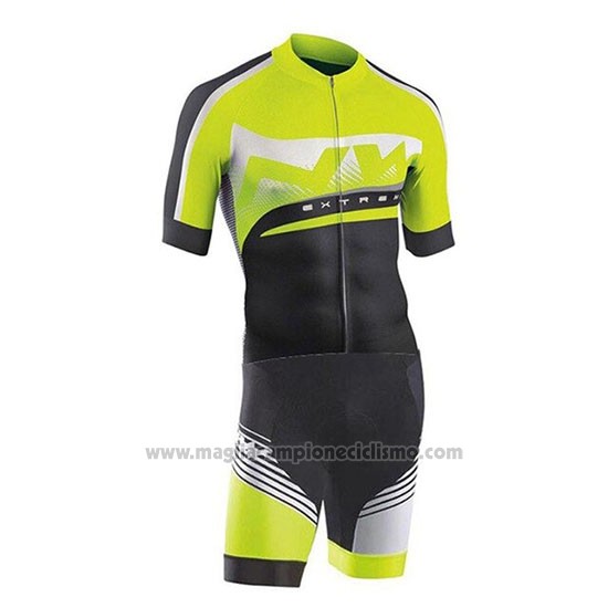 2019 Abbigliamento Ciclismo Northwave Verde Argentato Nero Manica Corta e Salopette