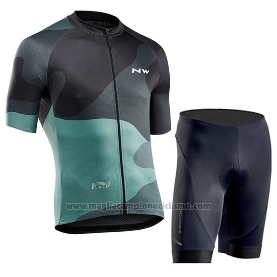2019 Abbigliamento Ciclismo Northwave Verde Manica Corta e Salopette
