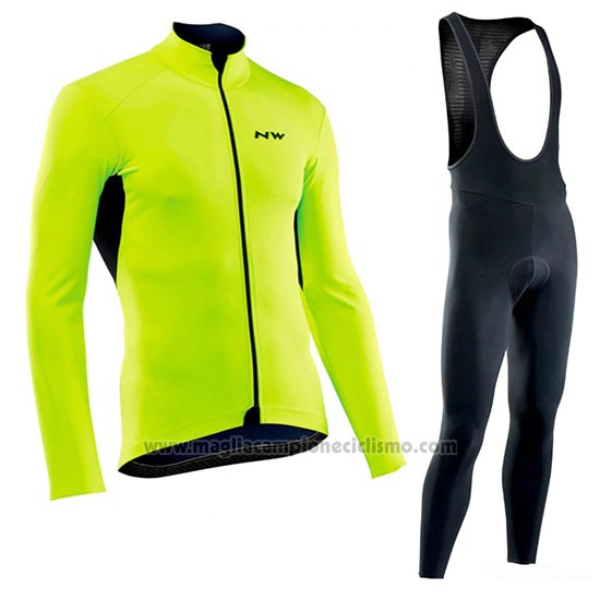 2019 Abbigliamento Ciclismo Northwave Verde Manica Lunga e Salopette