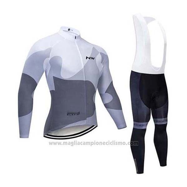 2020 Abbigliamento Ciclismo Northwave Bianco Grigio Manica Lunga e Salopette