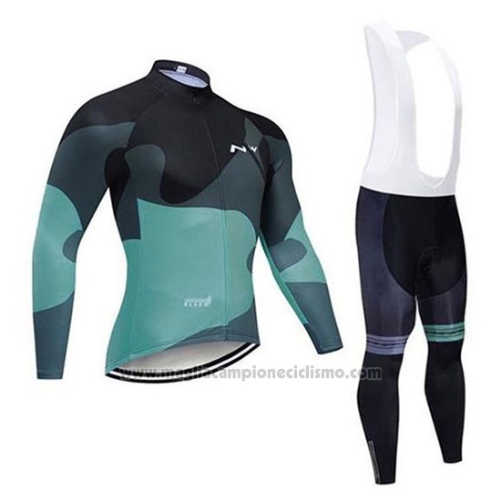 2020 Abbigliamento Ciclismo Northwave Nero Verde Manica Lunga e Salopette