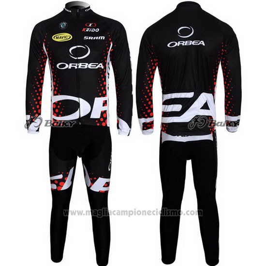 2013 Abbigliamento Ciclismo Orbea Nero e Rosso Manica Lunga e Salopette