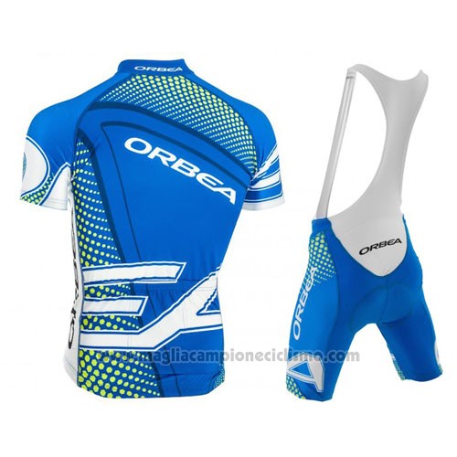 2015 Abbigliamento Ciclismo Orbea Celeste e Nero Manica Corta e Salopette