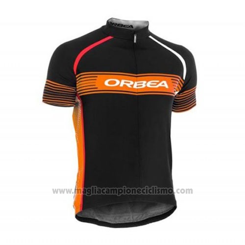 2015 Abbigliamento Ciclismo Orbea Nero e Arancione Manica Corta e Salopette