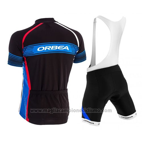 2015 Abbigliamento Ciclismo Orbea Nero e Celeste Manica Corta e Salopette