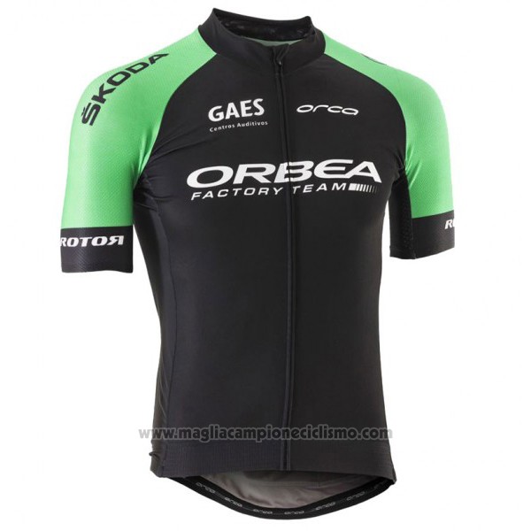 2017 Abbigliamento Ciclismo Orbea Nero e Verde Manica Corta e Salopette