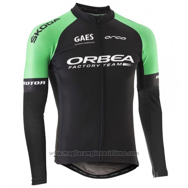 2017 Abbigliamento Ciclismo Orbea Nero e Verde Manica Lunga e Salopette