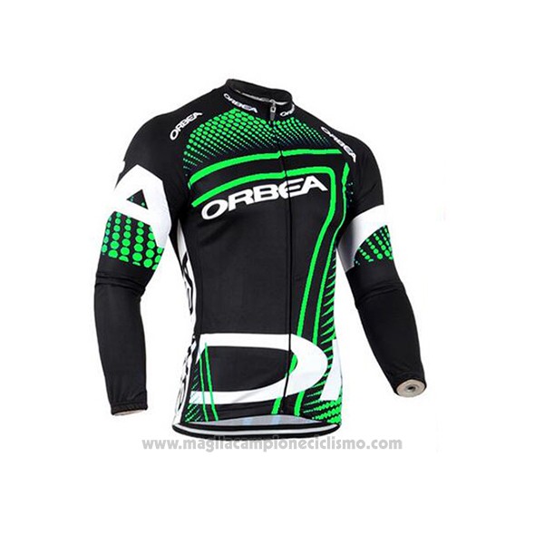 2017 Abbigliamento Ciclismo Orbea Verde e Nero Manica Lunga e Salopette