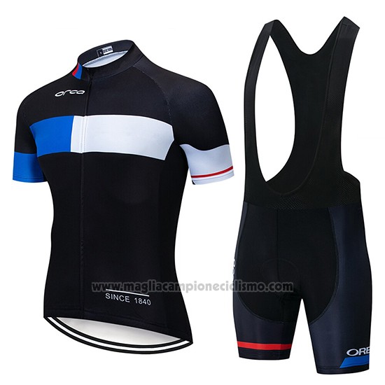 2019 Abbigliamento Ciclismo Orbea Nero Blu Bianco Manica Corta e Salopette