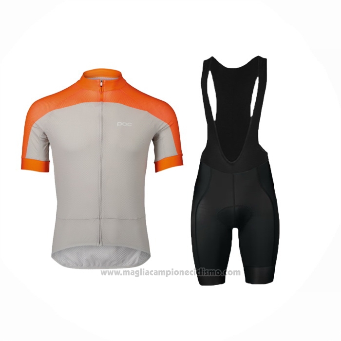 2024 Abbigliamento Ciclismo POC Arancione Grigio Manica Corta e Salopette
