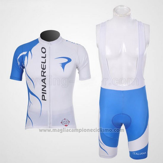 2011 Abbigliamento Ciclismo Pinarello Celeste e Bianco Manica Corta e Salopette