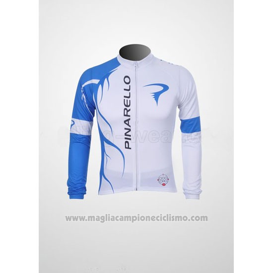 2011 Abbigliamento Ciclismo Pinarello Celeste e Bianco Manica Lunga e Salopette