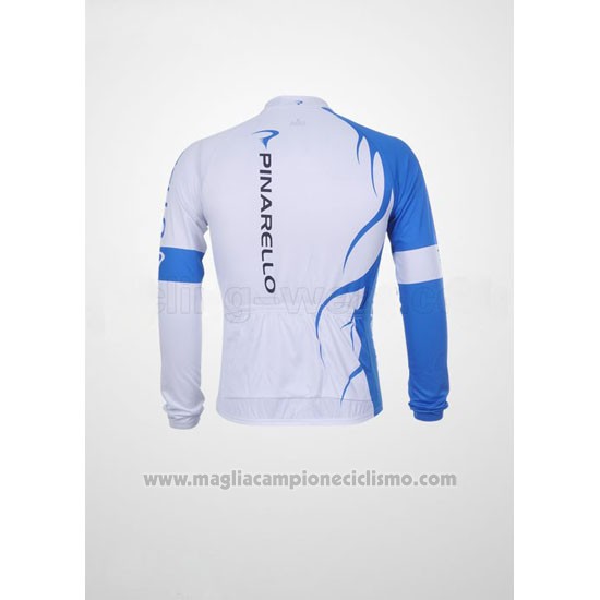 2011 Abbigliamento Ciclismo Pinarello Celeste e Bianco Manica Lunga e Salopette