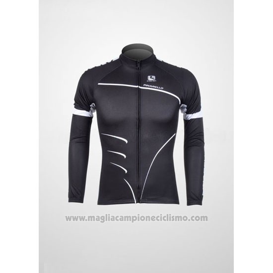 2012 Abbigliamento Ciclismo Pinarello Nero e Bianco Manica Lunga e Salopette