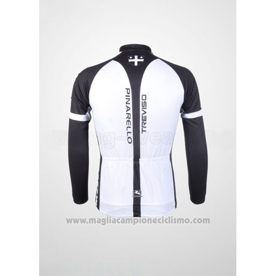 2012 Abbigliamento Ciclismo Pinarello Nero e Bianco Manica Lunga e Salopette